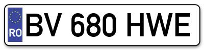 Placuta inmatriculare numar auto  BV-680-HWE, BV 680 HWE, BV680HWE