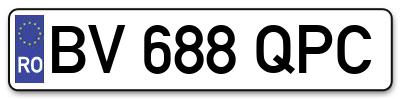 Placuta inmatriculare numar auto  BV-688-QPC, BV 688 QPC, BV688QPC