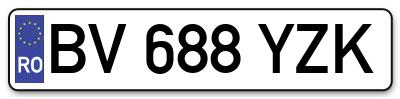 Placuta inmatriculare numar auto  BV-688-YZK, BV 688 YZK, BV688YZK