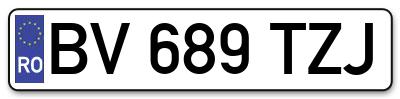 Placuta inmatriculare numar auto  BV-689-TZJ, BV 689 TZJ, BV689TZJ