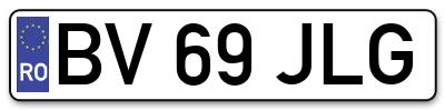 Placuta inmatriculare numar auto  BV-69-JLG, BV 69 JLG, BV69JLG