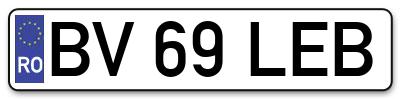 Placuta inmatriculare numar auto  BV-69-LEB, BV 69 LEB, BV69LEB