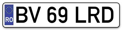 Placuta inmatriculare numar auto  BV-69-LRD, BV 69 LRD, BV69LRD