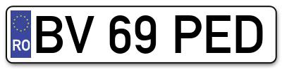 Placuta inmatriculare numar auto  BV-69-PED, BV 69 PED, BV69PED