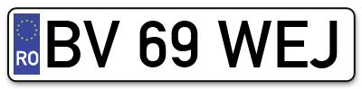 Placuta inmatriculare numar auto  BV-69-WEJ, BV 69 WEJ, BV69WEJ