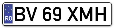 Placuta inmatriculare numar auto  BV-69-XMH, BV 69 XMH, BV69XMH