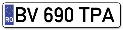 Placuta inmatriculare numar auto  BV-690-TPA, BV 690 TPA, BV690TPA