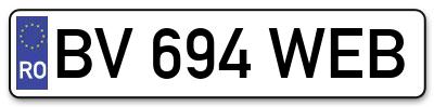 Placuta inmatriculare numar auto  BV-694-WEB, BV 694 WEB, BV694WEB