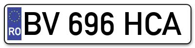 Placuta inmatriculare numar auto  BV-696-HCA, BV 696 HCA, BV696HCA