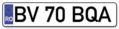 Placuta inmatriculare numar auto  BV-70-BQA, BV 70 BQA, BV70BQA
