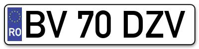 Placuta inmatriculare numar auto  BV-70-DZV, BV 70 DZV, BV70DZV