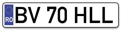 Placuta inmatriculare numar auto  BV-70-HLL, BV 70 HLL, BV70HLL