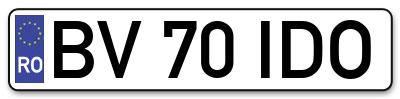 Placuta inmatriculare numar auto  BV-70-IDO, BV 70 IDO, BV70IDO