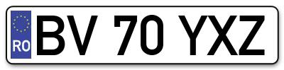 Placuta inmatriculare numar auto  BV-70-YXZ, BV 70 YXZ, BV70YXZ