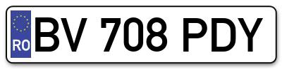 Placuta inmatriculare numar auto  BV-708-PDY, BV 708 PDY, BV708PDY