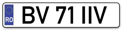 Placuta inmatriculare numar auto  BV-71-IIV, BV 71 IIV, BV71IIV
