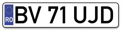 Placuta inmatriculare numar auto  BV-71-UJD, BV 71 UJD, BV71UJD