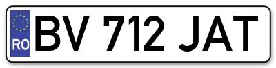 Placuta inmatriculare numar auto  BV-712-JAT, BV 712 JAT, BV712JAT