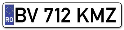 Placuta inmatriculare numar auto  BV-712-KMZ, BV 712 KMZ, BV712KMZ