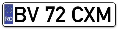 Placuta inmatriculare numar auto  BV-72-CXM, BV 72 CXM, BV72CXM