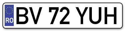 Placuta inmatriculare numar auto  BV-72-YUH, BV 72 YUH, BV72YUH