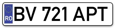 Placuta inmatriculare numar auto  BV-721-APT, BV 721 APT, BV721APT