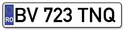 Placuta inmatriculare numar auto  BV-723-TNQ, BV 723 TNQ, BV723TNQ