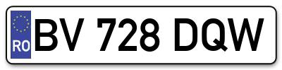 Placuta inmatriculare numar auto  BV-728-DQW, BV 728 DQW, BV728DQW