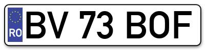Placuta inmatriculare numar auto  BV-73-BOF, BV 73 BOF, BV73BOF
