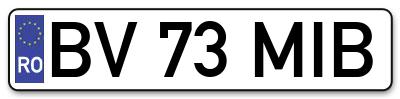 Placuta inmatriculare numar auto  BV-73-MIB, BV 73 MIB, BV73MIB