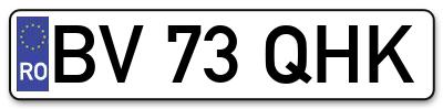 Placuta inmatriculare numar auto  BV-73-QHK, BV 73 QHK, BV73QHK