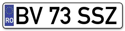 Placuta inmatriculare numar auto  BV-73-SSZ, BV 73 SSZ, BV73SSZ