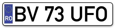 Placuta inmatriculare numar auto  BV-73-UFO, BV 73 UFO, BV73UFO