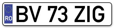 Placuta inmatriculare numar auto  BV-73-ZIG, BV 73 ZIG, BV73ZIG
