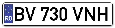 Placuta inmatriculare numar auto  BV-730-VNH, BV 730 VNH, BV730VNH