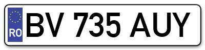Placuta inmatriculare numar auto  BV-735-AUY, BV 735 AUY, BV735AUY