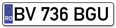 Placuta inmatriculare numar auto  BV-736-BGU, BV 736 BGU, BV736BGU