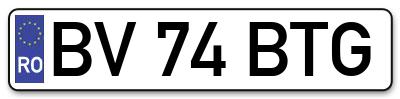 Placuta inmatriculare numar auto  BV-74-BTG, BV 74 BTG, BV74BTG