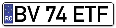 Placuta inmatriculare numar auto  BV-74-ETF, BV 74 ETF, BV74ETF