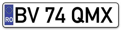 Placuta inmatriculare numar auto  BV-74-QMX, BV 74 QMX, BV74QMX