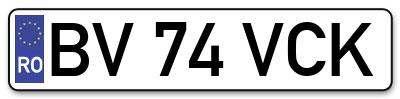 Placuta inmatriculare numar auto  BV-74-VCK, BV 74 VCK, BV74VCK