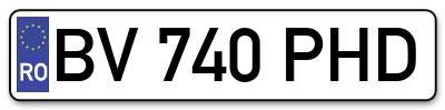 Placuta inmatriculare numar auto  BV-740-PHD, BV 740 PHD, BV740PHD
