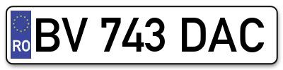 Placuta inmatriculare numar auto  BV-743-DAC, BV 743 DAC, BV743DAC