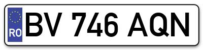 Placuta inmatriculare numar auto  BV-746-AQN, BV 746 AQN, BV746AQN
