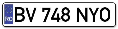 Placuta inmatriculare numar auto  BV-748-NYO, BV 748 NYO, BV748NYO