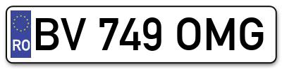 Placuta inmatriculare numar auto  BV-749-OMG, BV 749 OMG, BV749OMG
