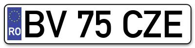 Placuta inmatriculare numar auto  BV-75-CZE, BV 75 CZE, BV75CZE