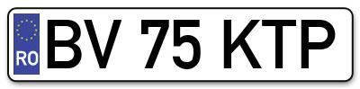 Placuta inmatriculare numar auto  BV-75-KTP, BV 75 KTP, BV75KTP