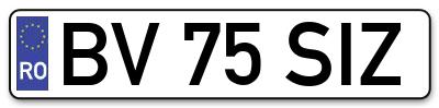 Placuta inmatriculare numar auto  BV-75-SIZ, BV 75 SIZ, BV75SIZ