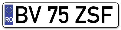 Placuta inmatriculare numar auto  BV-75-ZSF, BV 75 ZSF, BV75ZSF
